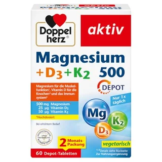 Doppelherz aktiv Magnesium 500 + D3 + K2 Tabletten, 60 Stück