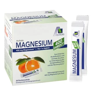 Avitale Magnesium 400 Direkt Pulver Portionsbeutel, 50 Stück