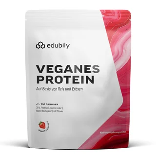 edubily Veganes Proteinpulver Erdbeere 750 g Pulver
