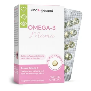 White Omega Premium Omega 3 Schwangerschaft Kapseln - 293 mg DHA und 173 mg EPA - für Mama & Baby - sicheres & frisches Omega-3 - Schwangerschaft & Stillzeit - ei